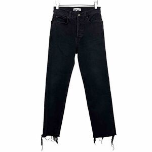 Re/Done Jeans 26 Womens $235 70s High Rise Stove Pipe Faded Black Straight Denim